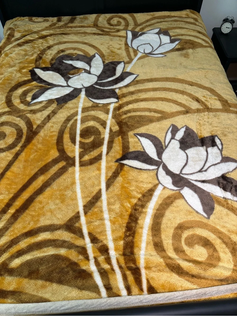 Vintage Floral Hawaiian Korean Mink Acrylic Plush Blanket Reversible 68x86” Full